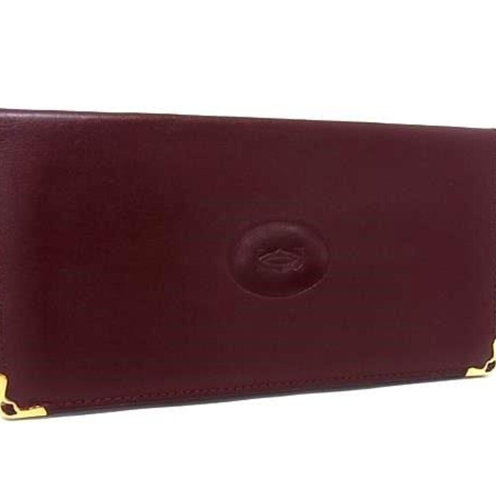 Cartier Long Wallet, Must Line, Bordeaux Leather, Men's Bi-fold Billfold
